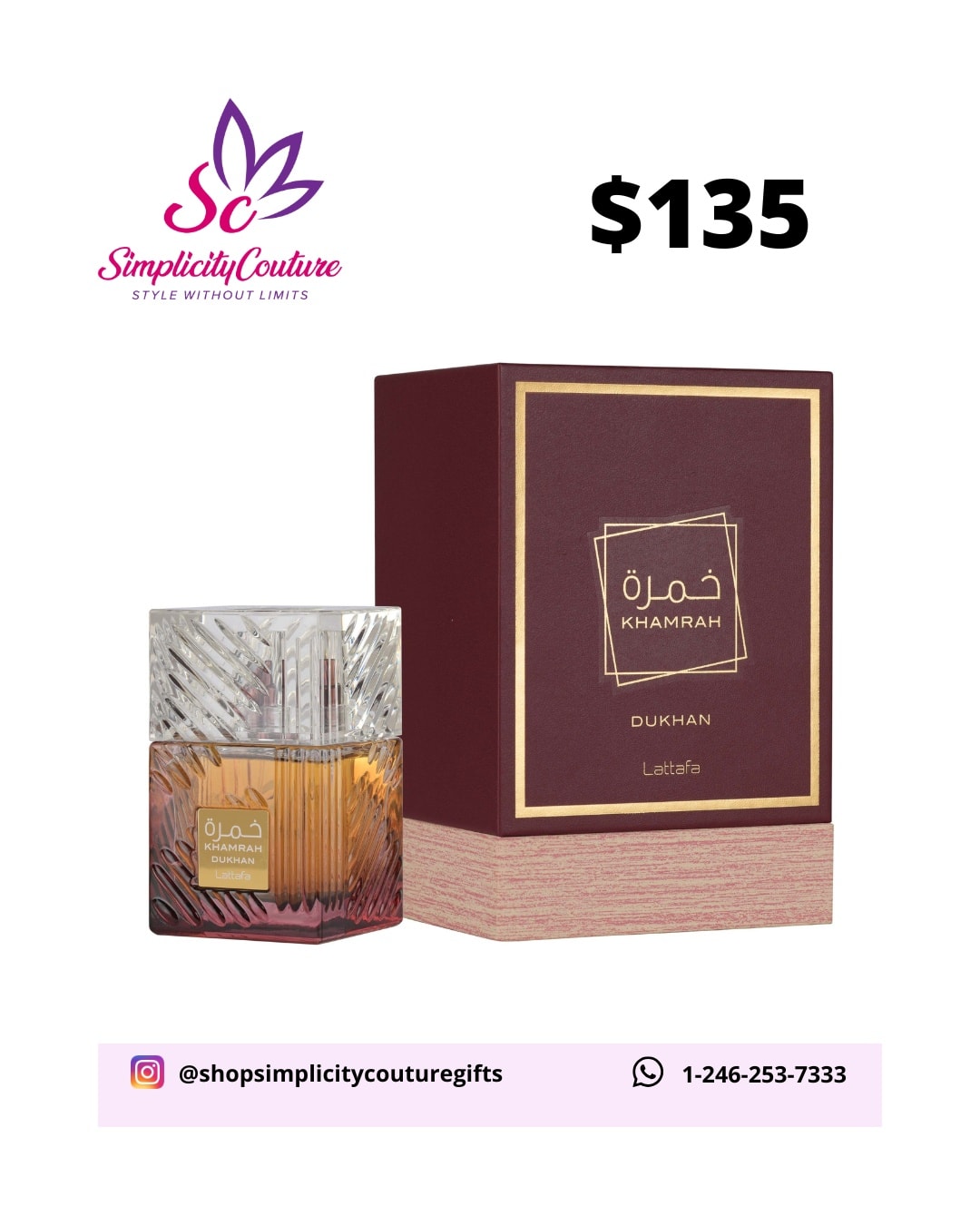 Lattafa Maroon Unisex Fragrance Khamrah Dukhan