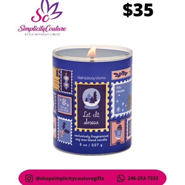 Bath & Body Works Blue Single Wick Candle Let It Snow 8oz