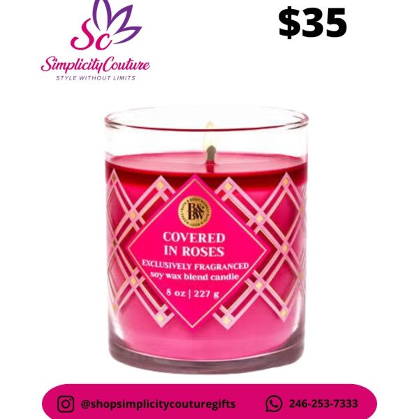 Pink Bath & Body Works Covered in Roses Single Wick Candle 8oz