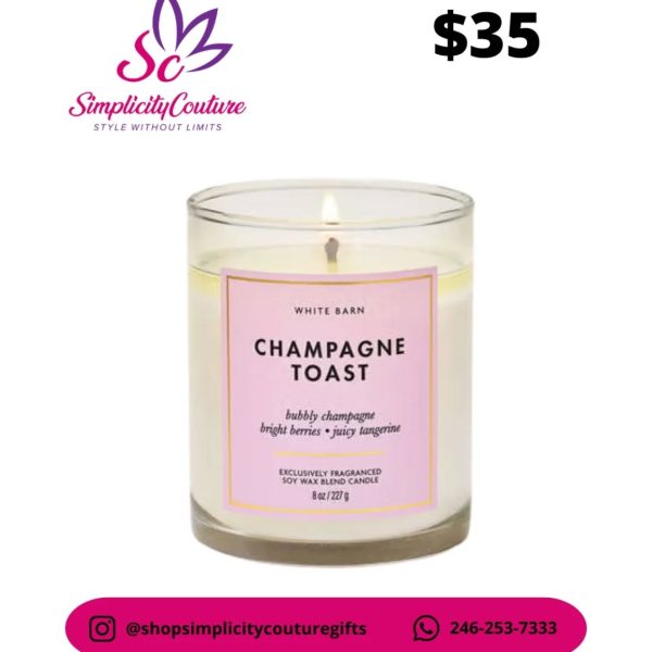White Single Wick Candle Bath & Body Works Champagne Toast, 8 oz