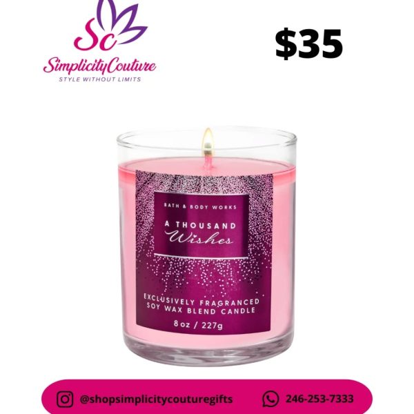 Pink Bath & Body Works Single Wick Candle A Thousand Wishes 8oz