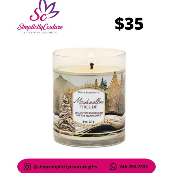 Cream Bath & Body Works Scented Candle Marshmallow Fireside 8oz
