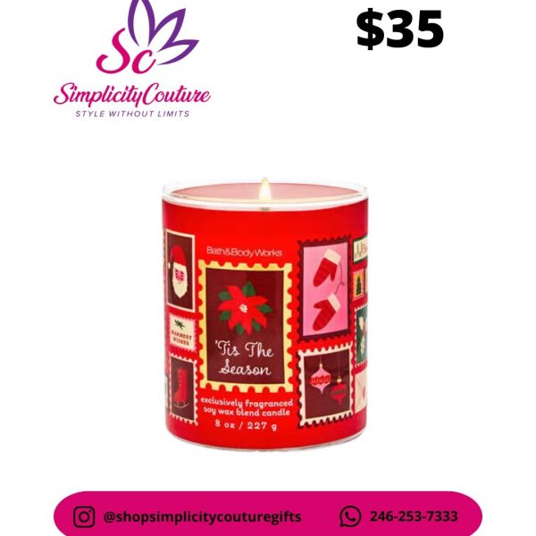 Bath & Body Works Red 'Tis The Season' Single Wick Candle 8oz