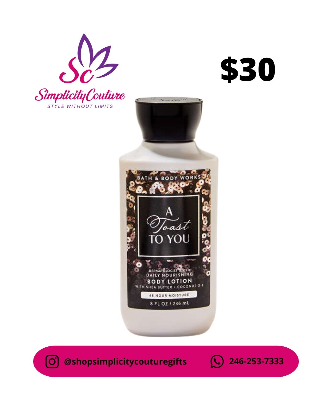 Bath & Body Works White Unisex Body Lotion A Toast To You, 8 FL OZ