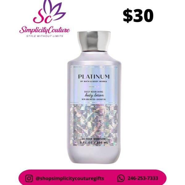 White Bath & Body Works Platinum Daily Nourishing Body Lotion 8 FL OZ