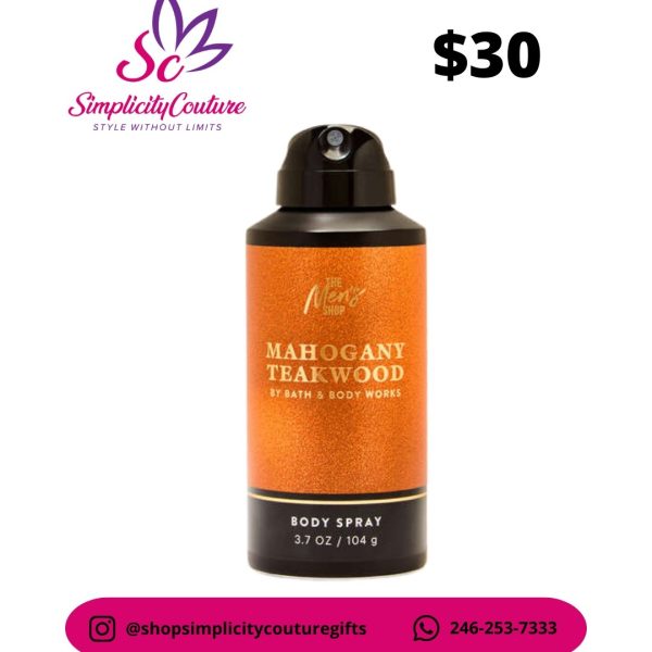 Bath & Body Works Orange Men's Body Spray Mahogany Teakwood 3.7 OZ