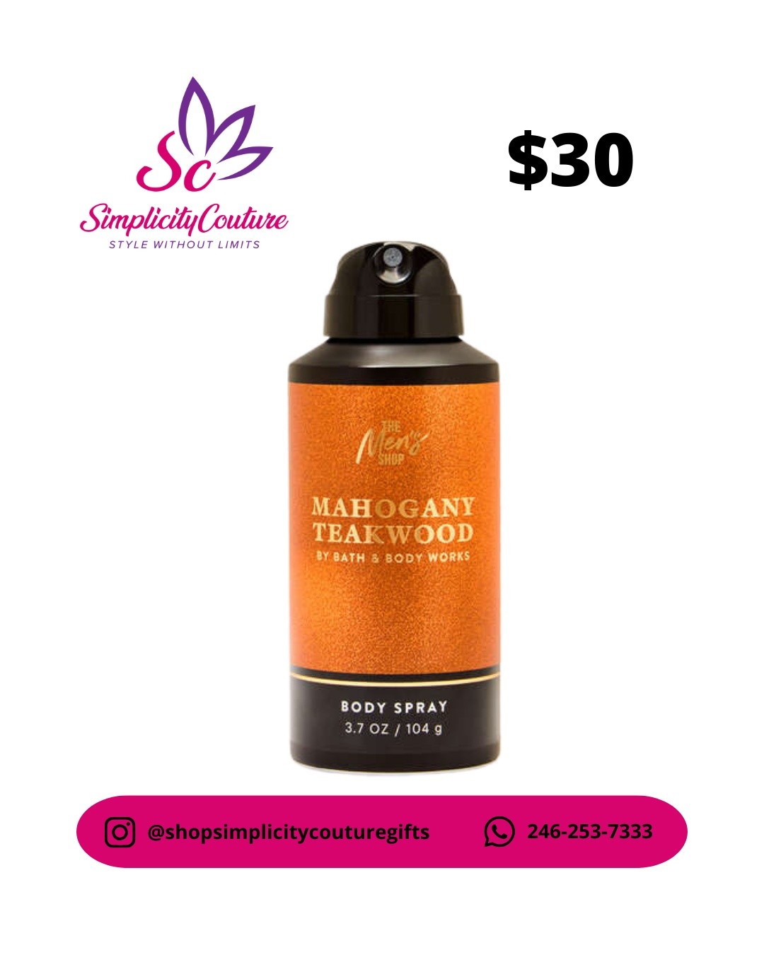 Bath & Body Works Orange Men's Body Spray Mahogany Teakwood 3.7 OZ