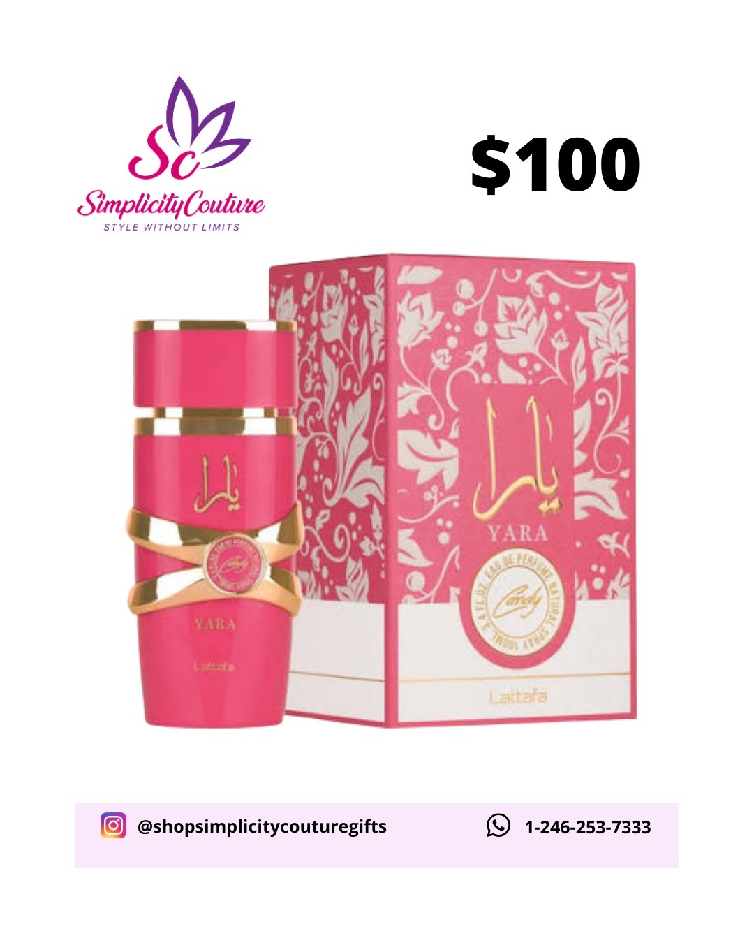 Pink Women's Lattafa Yara Candy Eau de Parfum 100ml