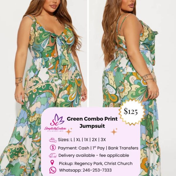 SimplicityCouture Green Women's Combo Print Jumpsuit
