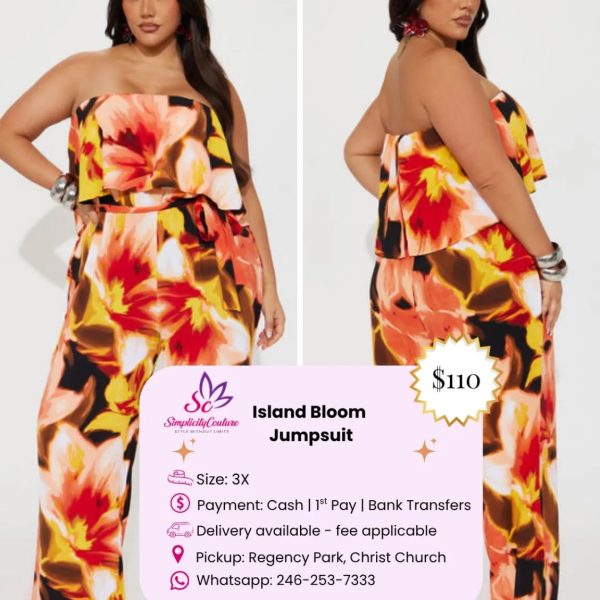 SimplicityCouture Vibrant Floral Womens Strapless Jumpsuit Size 3X