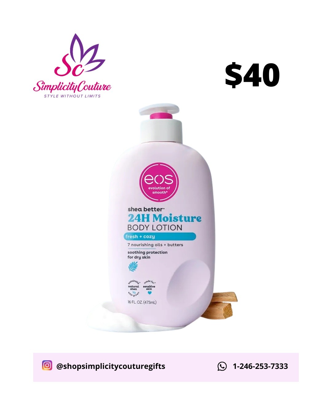 EOS Fresh & Cozy 24H Moisture Body Lotion 16 fl oz