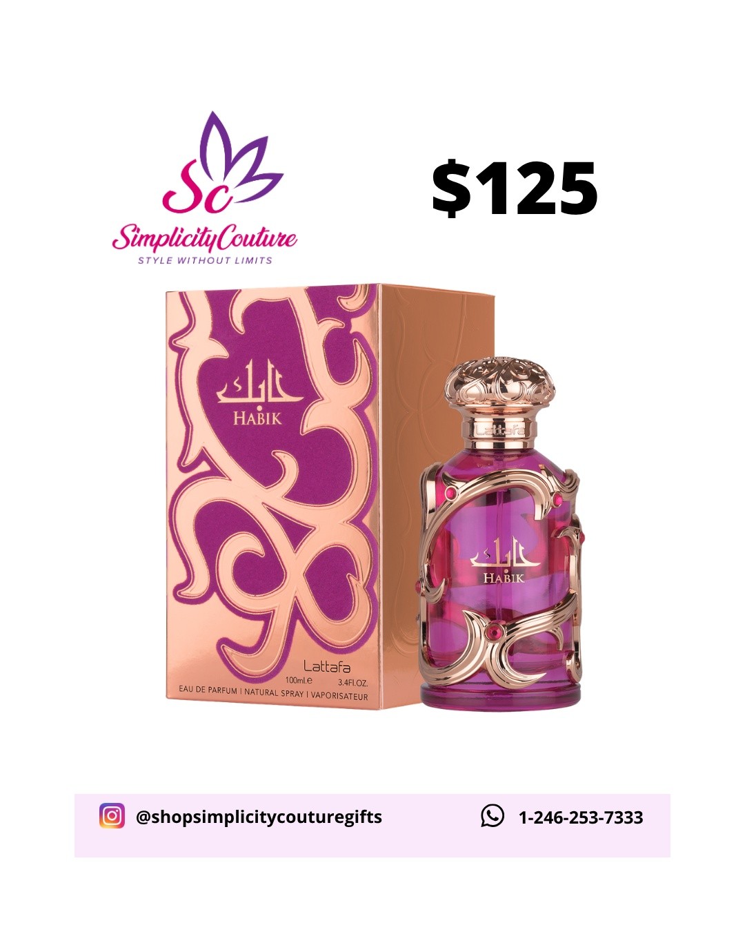 Lattafa Habik Magenta Eau de Parfum 100ml