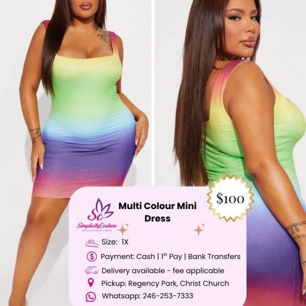 Simplicity Couture Multi-Color Women's Mini Dress Size 1X