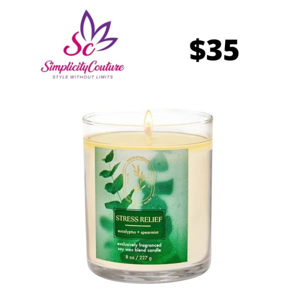 Green Bath & Body Works Eucalyptus & Spearmint Single Wick Candle 8 oz