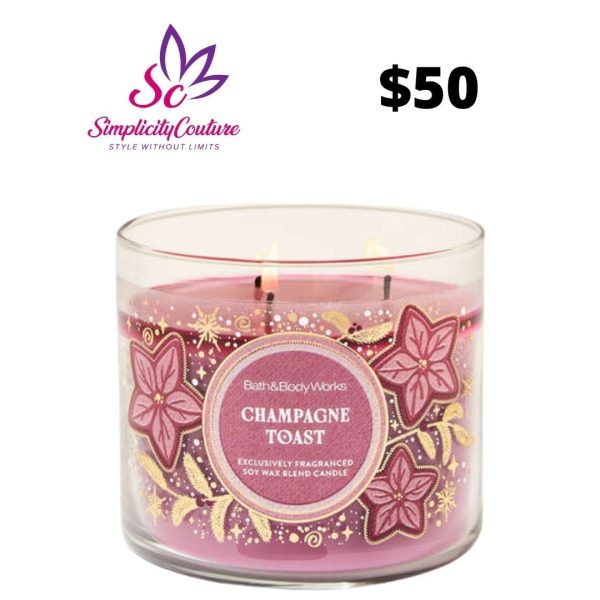 Pink Bath & Body Works 3-Wick Candle Champagne Toast