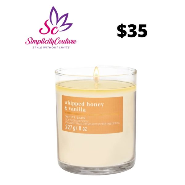 Cream Bath & Body Works Whipped Honey & Vanilla Single Wick Candle 8 oz