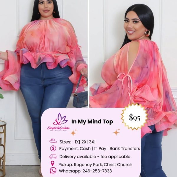 Simplicity Couture Pink Multi-color Womens Ruffle Top