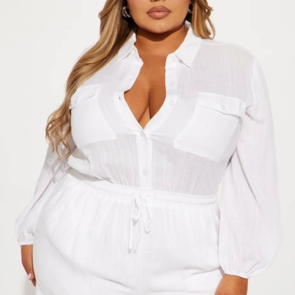 SimplicityCouture White Womens Linen Romper