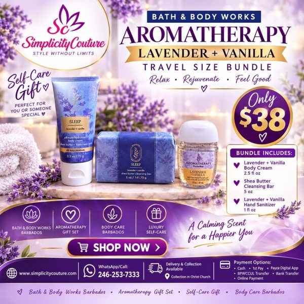 Purple Bath & Body Works Aromatherapy Lavender & Vanilla Travel Size Bundle
