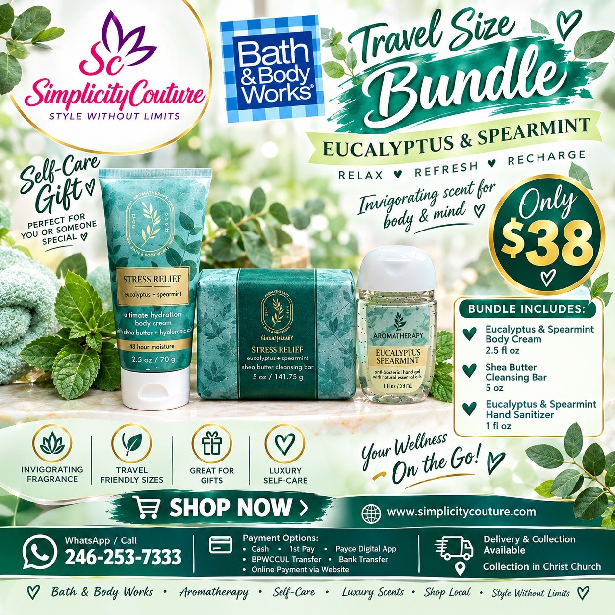 Green Bath & Body Works Aromatherapy Travel Size Bundle Eucalyptus & Spearmint